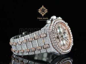 Round Diamond Look Moissanite Men Watch