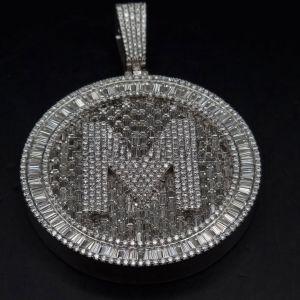 Round Hip Hop Moissanite 925 Sterling Silver Pendant