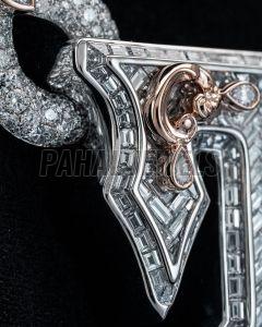 Silver Diamond Studded T Chain Necklace
