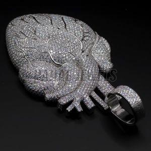 Silver Iced Out Anatomical Real Heart Pendant