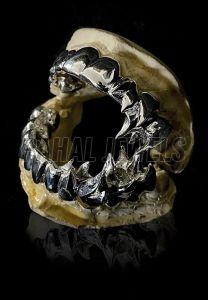Silver Toned Vampire Fang Grillz
