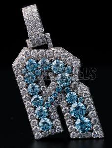 Single Letter Sterling Silver Diamond Pendant