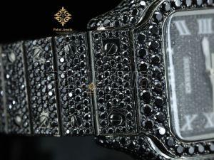 Square Black Iced Out Moissanite Diamond Watch