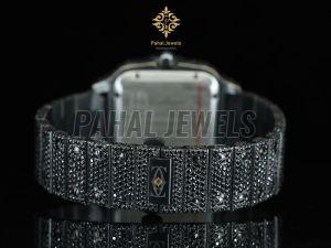 Square Black Iced Out Moissanite Diamond Watch