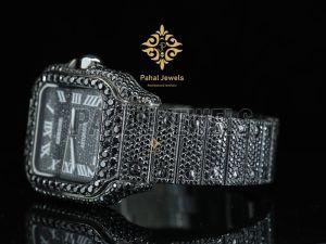 Square Black Iced Out Moissanite Diamond Watch