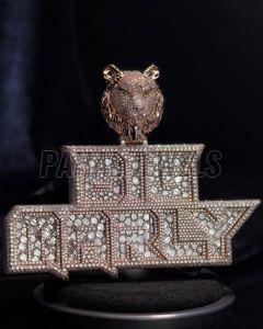 s925 tiger head moissanite diamond gold plated pendant