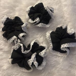 Black Poly Cotton Scrunchies