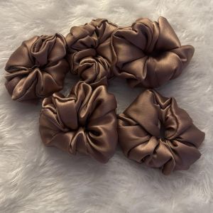 Dark Brown Satin Scrunchies