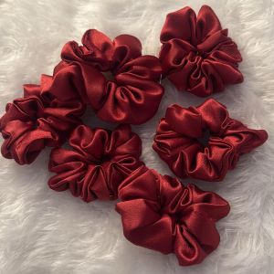 Maroon Satin Scrunchies