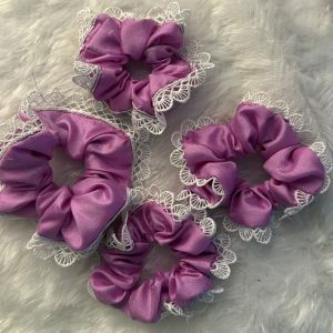 Purple Satin Scrunchies