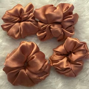 Rust Brown Satin Scrunchies