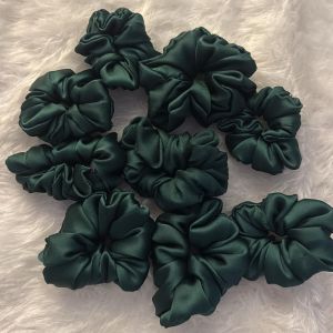 Teal Green Satin Scrunchies
