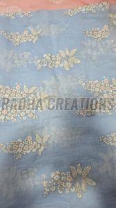 Blue Floral Buti Embroidery Fabric