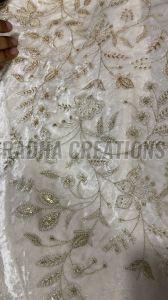 Champagne Golden Floral Embroidered Fabric