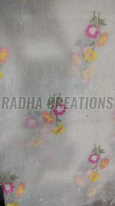 Cream Floral Butti Embroidery Fabric