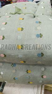 Designer Floral Butti Embroidery Fabric