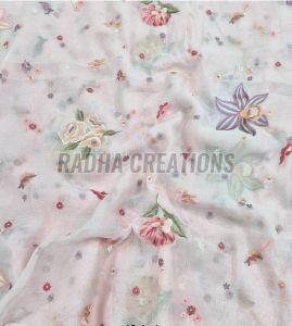 Elegant Blush Floral Embroidery Sheer Fabric