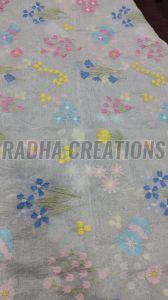 Grey Multicolor Floral Embroidery Fabric
