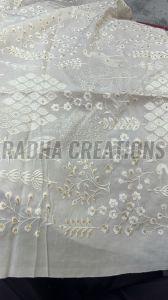 Intricate Floral Embroidery Work Organza Fabric
