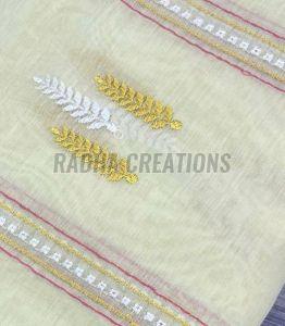 Lemon Yellow Stripe Embroidery Fabric