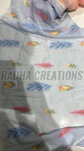 Multicolor Leafy Floral Embroidery Fabric