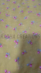 Mustard Floral Buti Embroidery Fabric