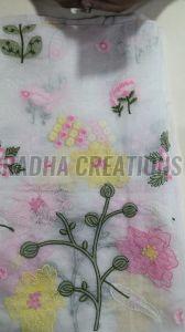 Off White Floral Embroidery Fabric