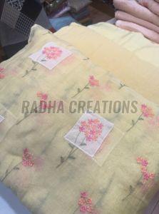 Pastel Floral Patch Work Embroidered Fabric