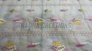Pastel Floral Stripe Embroidery Fabric