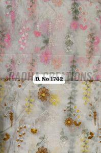 Pastel Floral Vine Embroidery Fabric