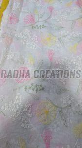 Pastel Multicolor Floral Embroidery Fabric