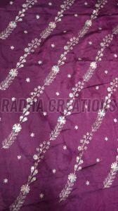 Royal Wine Diagonal Floral Embroidered Designer Fabric
