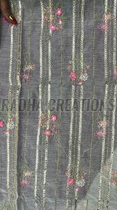 Sparkling Floral Stripe Embroidered Fabric