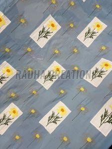 Teal Floral Frame Panel Fabric