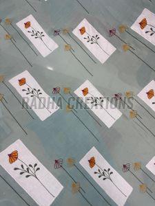 Teal Tulip Frame Floral Fabric