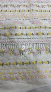 Vintage Floral Stripe Embroidered Fabric