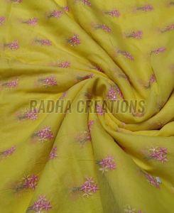 Yellow & Pink Floral Buti Fabric