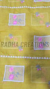 Yellow Floral Box Pattern Embroidery Fabric