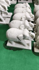 White Marble Elephant Statue