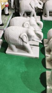 White Marble Elephant Statue