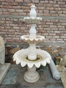 3 Tier White Marble Garden Water Fountain