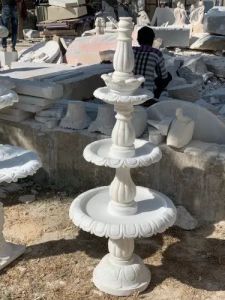 3 Tier White Marble Garden Water Fountain