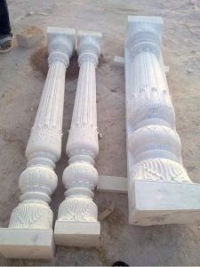 Decorative White Marble Pillar