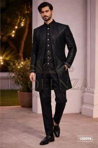 Black Silk Embroidered Indowestern
