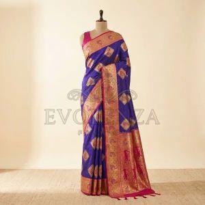 Blue Meenarai Royale Banarasi Silk Saree