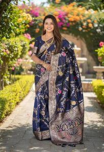 Blue Meeraang Royal Banarasi Silk Saree