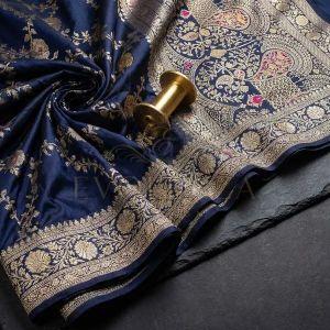 Blue Meeraang Royal Banarasi Silk Saree
