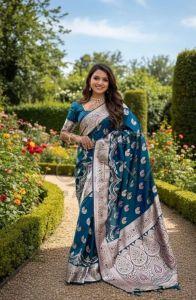 Blue Swarnika Meenakari Wedding Saree