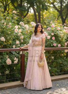 Blush Pink Georgette Embroidered Lehenga Choli