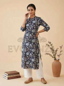 Casual Wear Printed Rayon Straight Kurti